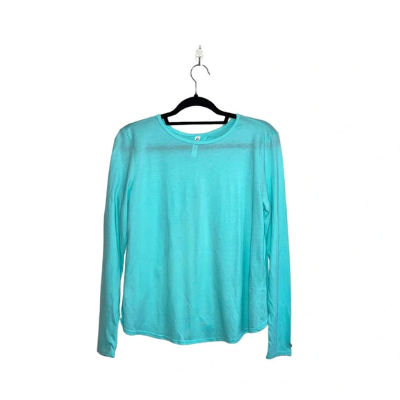 Fabletics Millie Aqua Blue Open Back Long Sleeve Tee Small Women’s - Picture 2 of 13